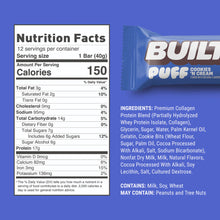 Load image into Gallery viewer, Built Bar - Dark Chocolate Cookies and Cream Puff Protein bar - 1.41 oz Nutrition