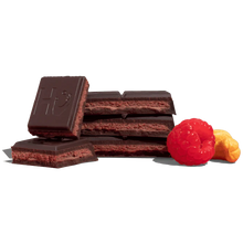 Load image into Gallery viewer, Hu Kitchen Paleo Dark Chocolate Cashew Butter with Raspberry bar 2.1 oz stack