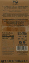 Load image into Gallery viewer, Hu Kitchen Paleo Simple Dark Chocolate  bar 2.1 oz back