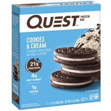Load image into Gallery viewer, Quest Nutrition Cookies and Cream Protein Bar - 12 count case plain