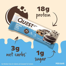 Load image into Gallery viewer, Quest Nutrition Cookies and Cream Protein Bar - health claims
