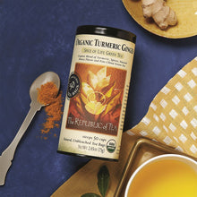 Load image into Gallery viewer, Republic of Tea Organic Turmeric Ginger Green Tea serving