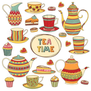 Cartoon - Tea time colorful serving pieces