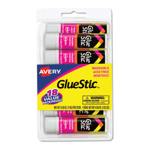 Avery® Permanent Glue Stic, 0.26 oz, Applies White, Dries Clear