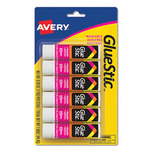 Avery® Permanent Glue Stic, 0.26 oz, Applies White, Dries Clear