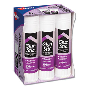 Avery® Permanent Glue Stic Value Pack, 1.27 oz, Applies Purple, Dries Clear 6 Pack