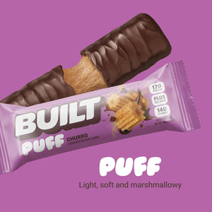 Built Bar - Dark Chocolate Churro Puff Protein bar - 1.41 oz open