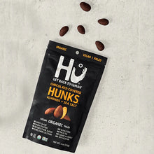 Load image into Gallery viewer, Hu Kitchen,Chocolate-Covered  Hunks, ALMOND SEA SALT 4 oz open