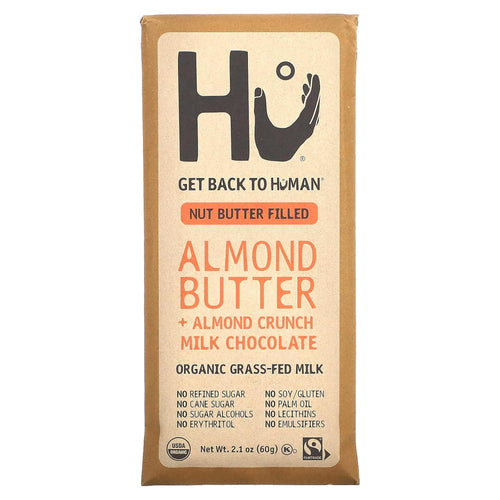 Hu Kitchen Milk Chocolate Almond Butter with Almond Crunch bar 2.1 oz front