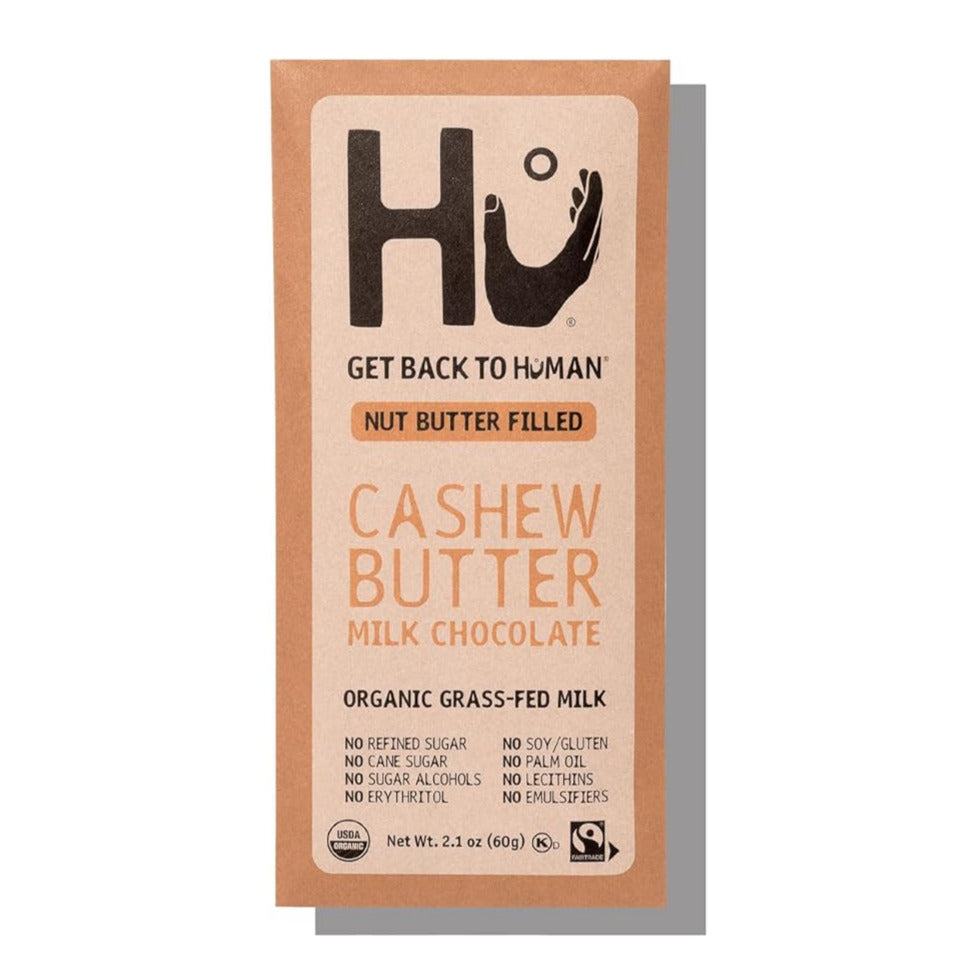 Hu Kitchen Milk Chocolate Cashew Butter bar 2.1 oz front