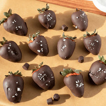 Load image into Gallery viewer, Hu Kitchen, Organic Dark Chocolate Gems, SNACKING &amp; BAKING DARK CHOCOLATE covered strawberries