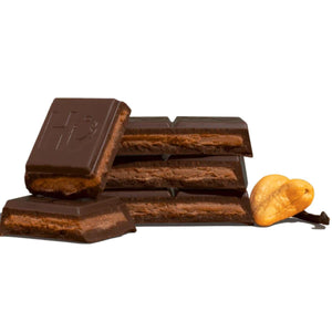 Hu Kitchen Paleo Dark Chocolate Cashew Butter and Pure Vanilla Bean bar open