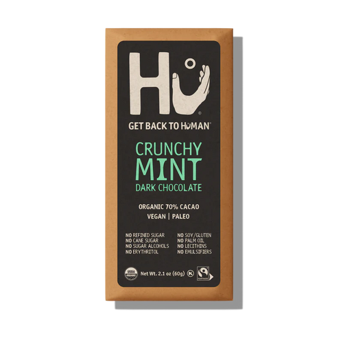 Hu Kitchen Paleo Dark Chocolate Crunchy Mint bar 2.1 oz front