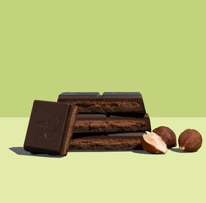 Hu Kitchen Paleo Dark Chocolate Hazelnut Butter Praline bar layers