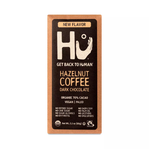 Hu Kitchen Paleo Dark Chocolate Hazelnut Coffee bar 2.1 oz front