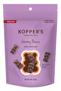 Koppers Dark Chocolate Gummy Bears 4 oz Pouch