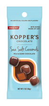 Load image into Gallery viewer, Koppers Milk &amp; Dark Chocolate Sea Salt Caramels 2oz Grab &amp; Go