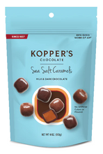 Load image into Gallery viewer, Koppers Milk &amp; Dark Chocolate Sea Salt Caramels 4oz Pouch