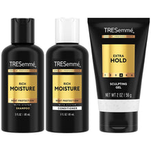 Load image into Gallery viewer, Tresemme Extra Hold Travel Size Hair Gel, Shampoo, and Conditioner