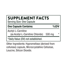 Load image into Gallery viewer, Thorne Acetyl-L-Carnitine supplement facts