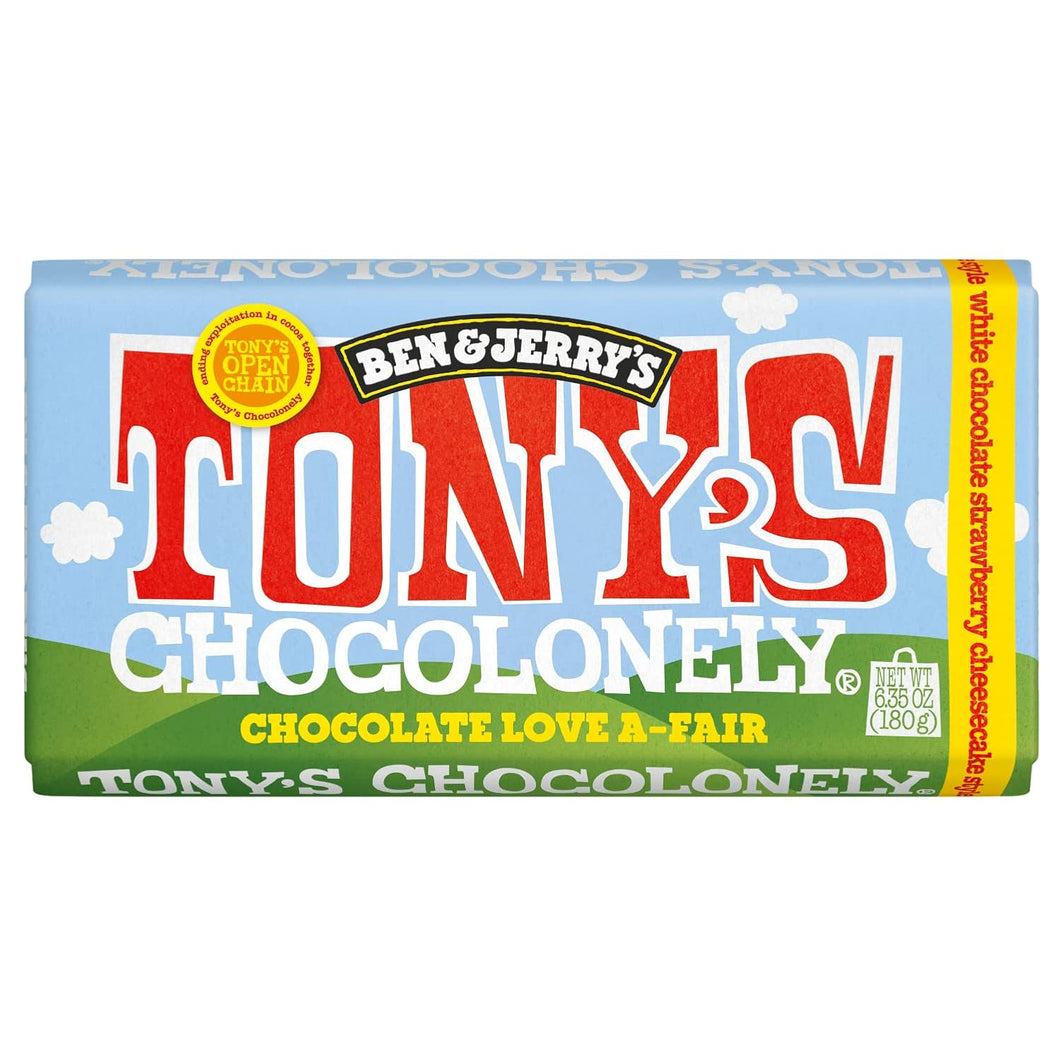 Tony's Chocolonely White Chocolate Strawberry Cheesecake Bar - 6.35 oz