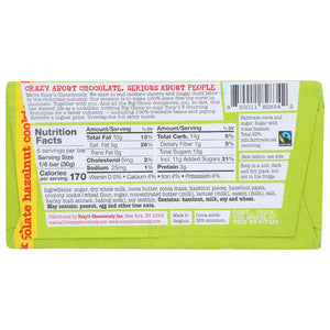 Tony's Chocolonely Milk Chocolate Hazelnut Cookie Bar 6.35 oz Nutrition