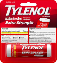Load image into Gallery viewer, Tylenol Extra Strength Caplets with Acetaminophen, Travel Size, 10 ct