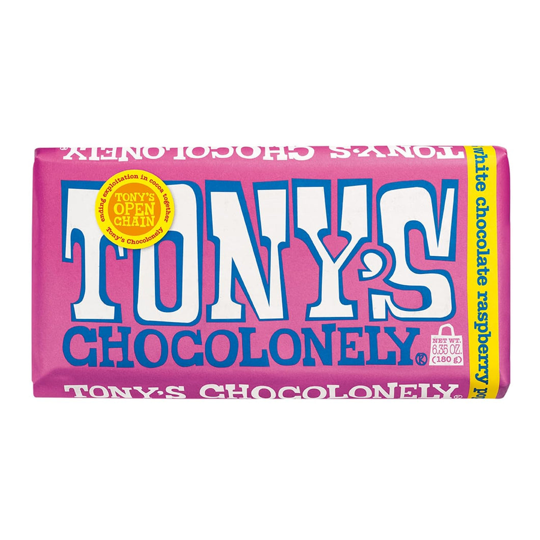 Tony's Chocolonely White Chocolate Raspberry Popping Candy Bar 6.35 oz