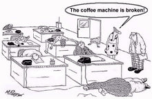 Load image into Gallery viewer, Cartoon - office personnel are asleep, coffee machine is broken