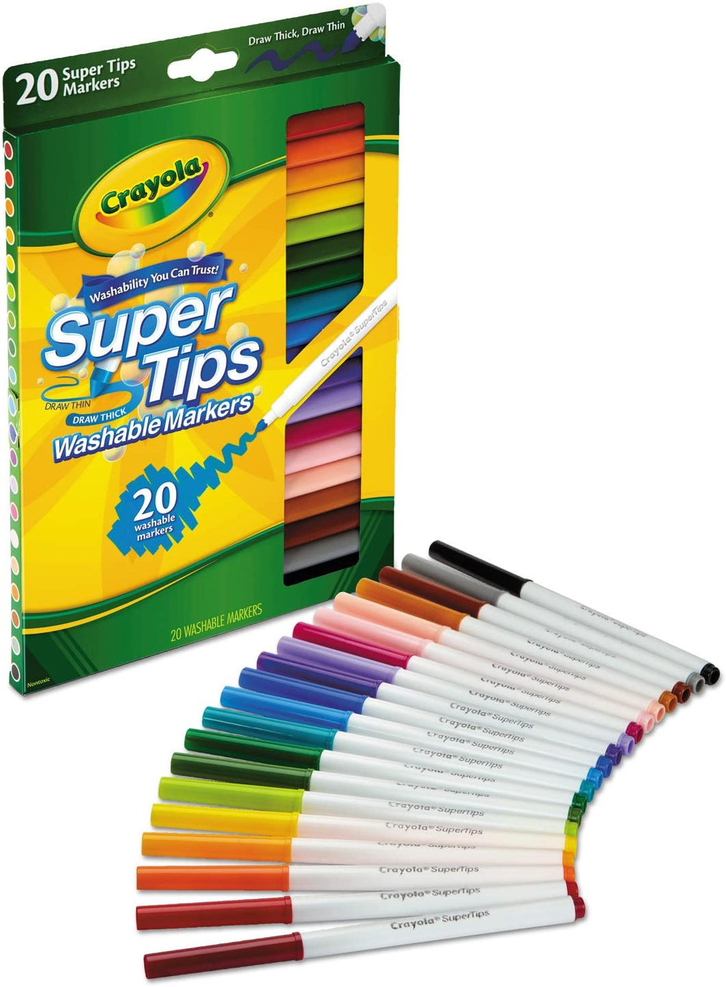 Crayola Washable Markers - Super Tip, 20 Count, Assorted Colors