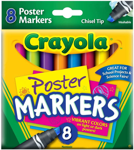 Crayola Washable Poster Markers - 8 Count, Assorted Colors