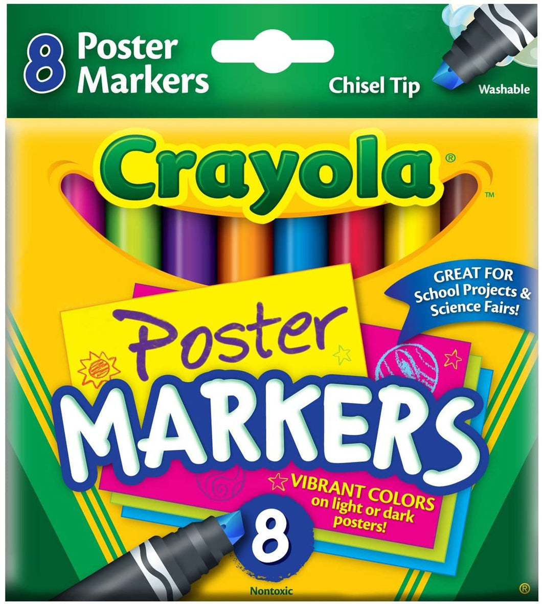 Crayola Washable Poster Markers - 8 Count, Assorted Colors