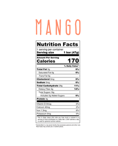 Jonesbar Organic Mango Bar nutrition