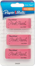 Load image into Gallery viewer, Paper Mate Pink Pearl Erasers, Large, 3-Pack or 12-Box