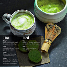 Load image into Gallery viewer, Republic of Tea Organic Matcha Full-Leaf Loose Tea Instructions