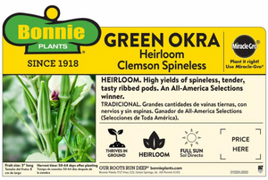 Bonnie Plants Clemson Spineless Okra instructions