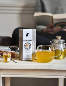 La Colombe Golden Tumeric Tea package on table