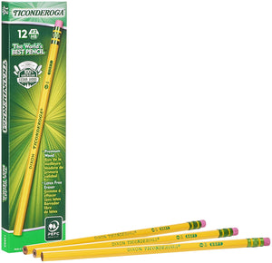Ticonderoga Pencils, Wood-Cased Graphite #2 HB Soft, Yellow, 12 or 36 Count