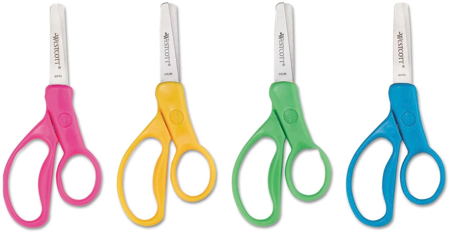 Westcott 5 Hard Handle Kids Scissors, Blunt, Assorted Colors, 2