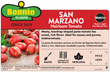 Load image into Gallery viewer, Bonnie Plants San Marzano Tomato instructions